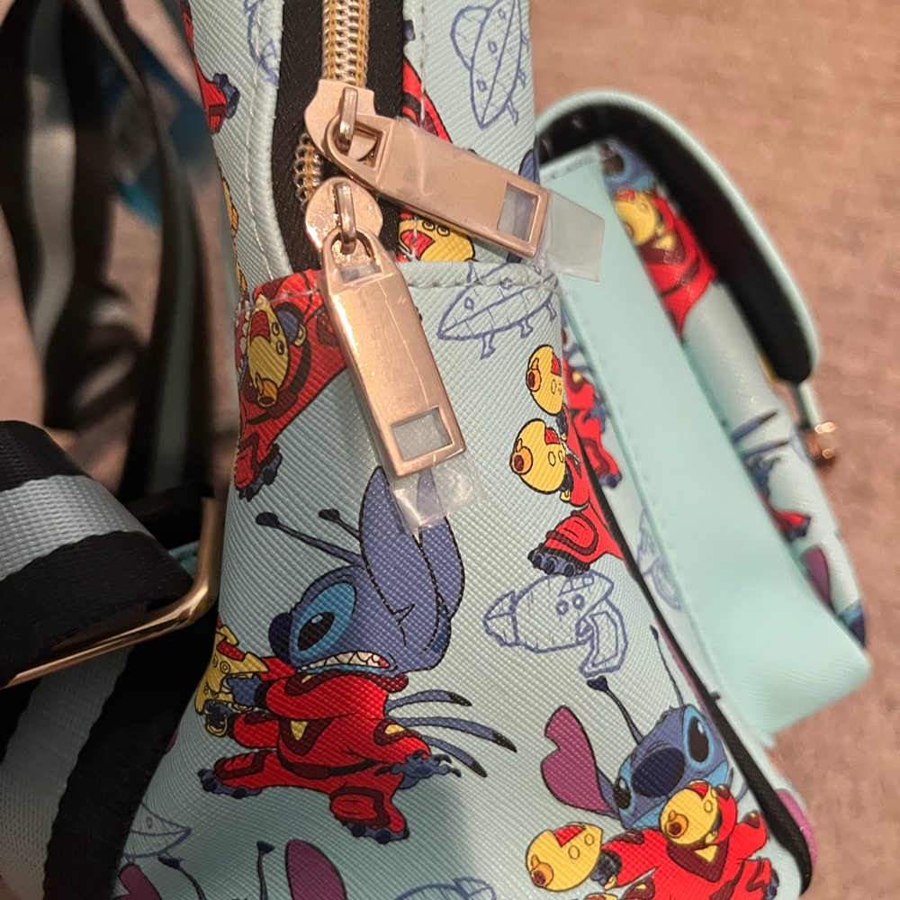 Disney Stitch Patterned Backpack With Red And Blue - image 5